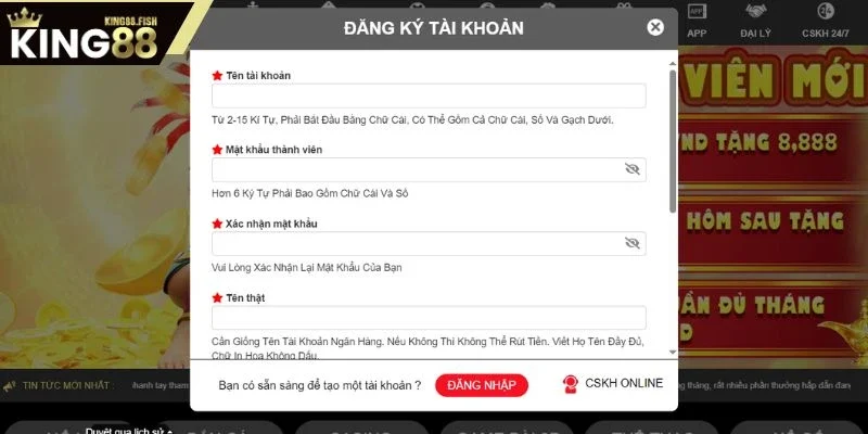 Các bước đăng ký KING88 siêu đơn giản cho tân thủ